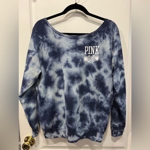 VS PINK off the shoulder tie dye Crewneck